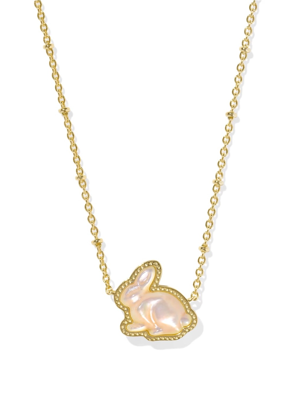Kendra Scott Gold Bunny Pendant Necklace with Pink Iridescent Inlay